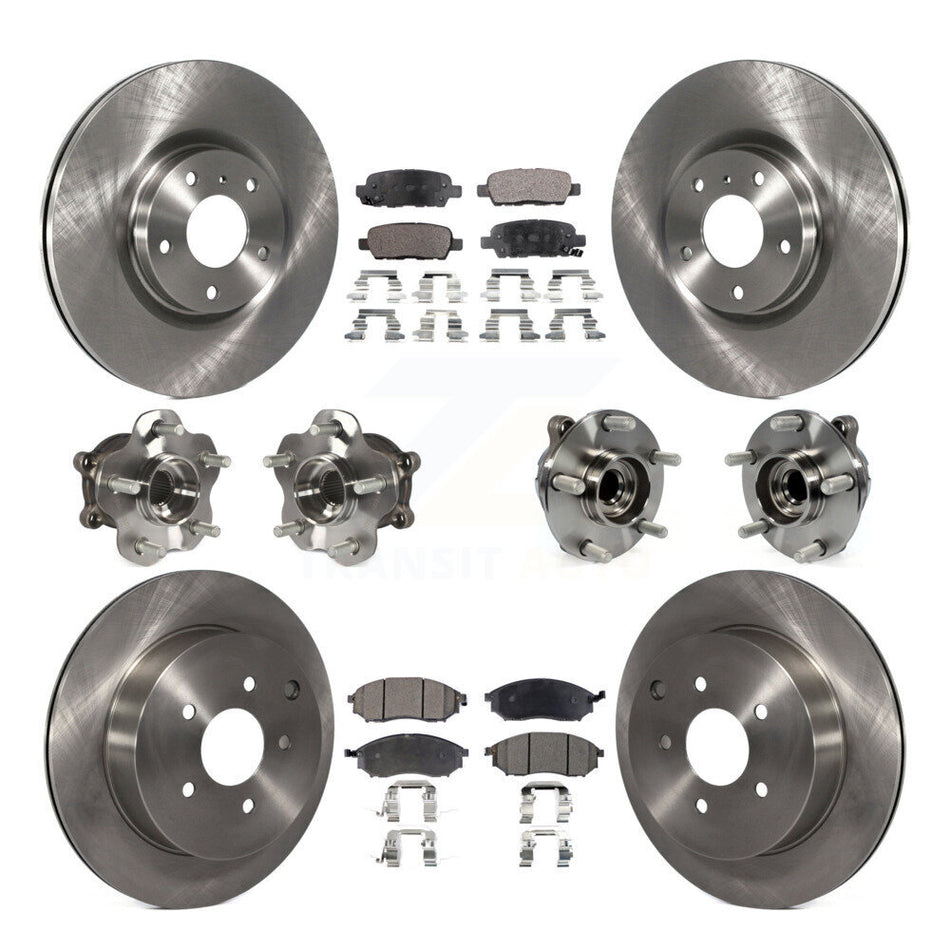 Front Rear Hub Bearings Assembly Disc Brake Rotors And Ceramic Pads Kit (10Pc) For INFINITI QX70 M37 Q70 Q70L M56 M35h KBB-110362