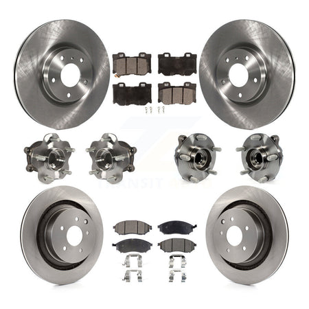 Front Rear Hub Bearings Disc Brake Rotors And Ceramic Pads Kit (10Pc) For Nissan 370Z KBB-110364