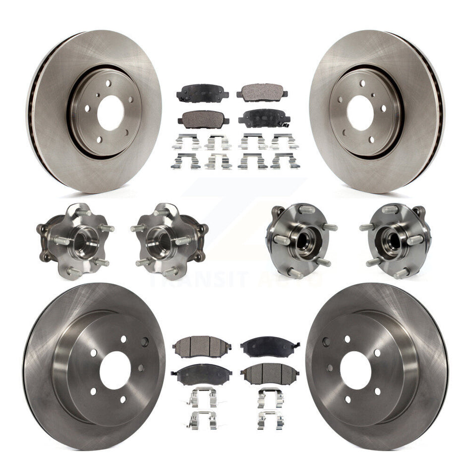 Front Rear Hub Bearings Assembly Disc Brake Rotors And Ceramic Pads Kit (10Pc) For Infiniti FX35 QX70 INFINITI KBB-110365