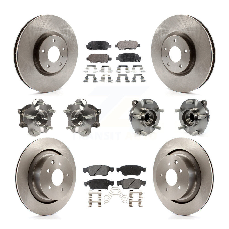 Front Rear Hub Bearings Assembly Disc Brake Rotors And Ceramic Pads Kit (10Pc) For INFINITI G37 G35 Q60 KBB-110366
