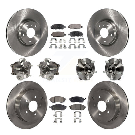Front Rear Hub Bearing Disc Brake Rotor & Pads Kit (10Pc) For 2015-2017 INFINITI QX70 AWD KBB-110372