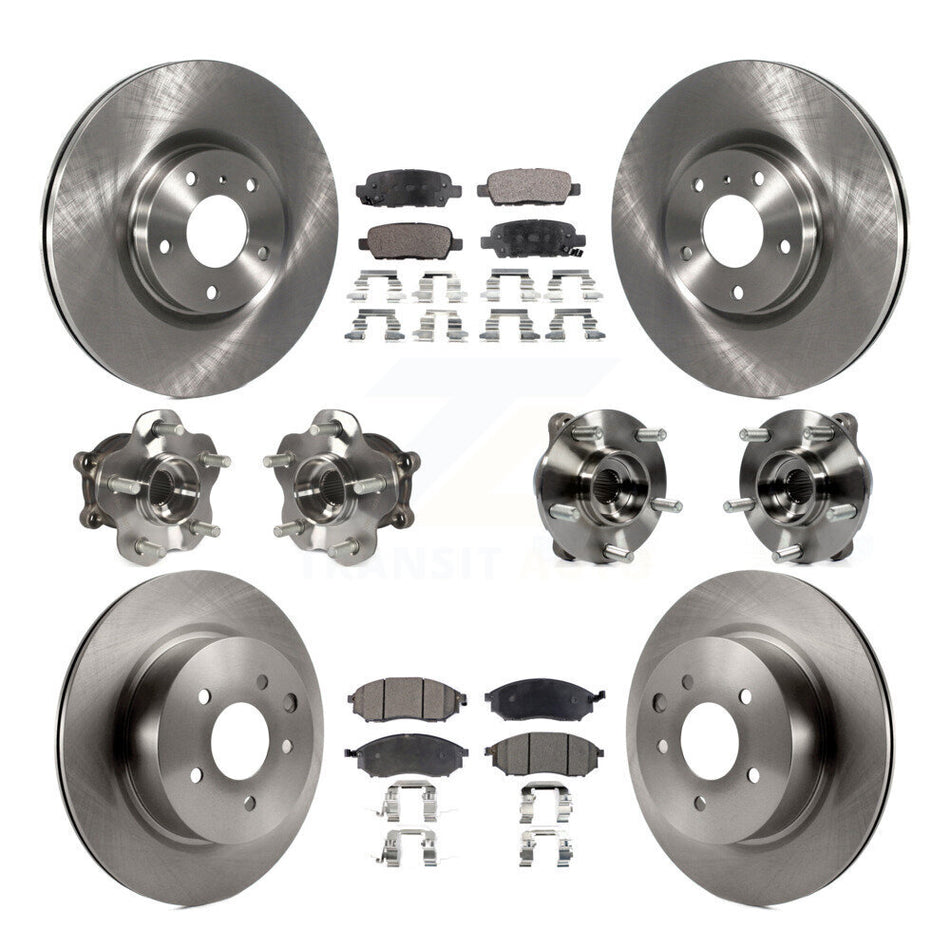 Front Rear Hub Bearing Brake Rotor Pad Kit (10Pc) For INFINITI G37 EX35 QX50 EX37 G25 M35 KBB-110373