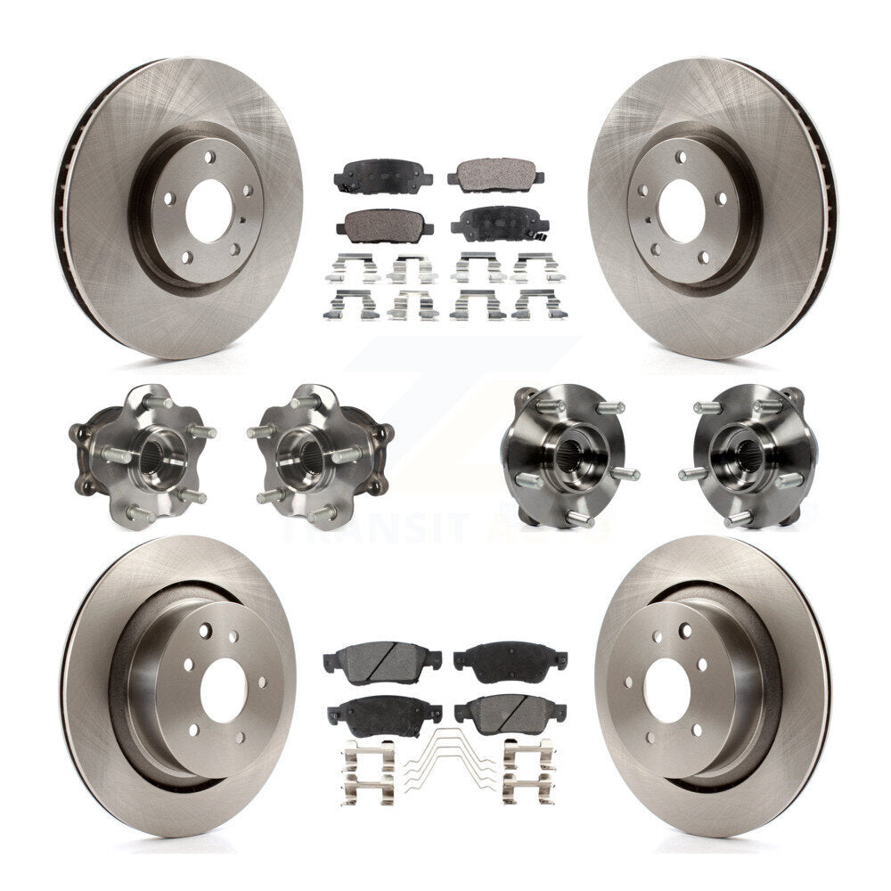 Front Rear Hub Bearing Disc Brake Rotors And Ceramic Pads Kit (10Pc) For INFINITI G35 Q60 KBB-110375