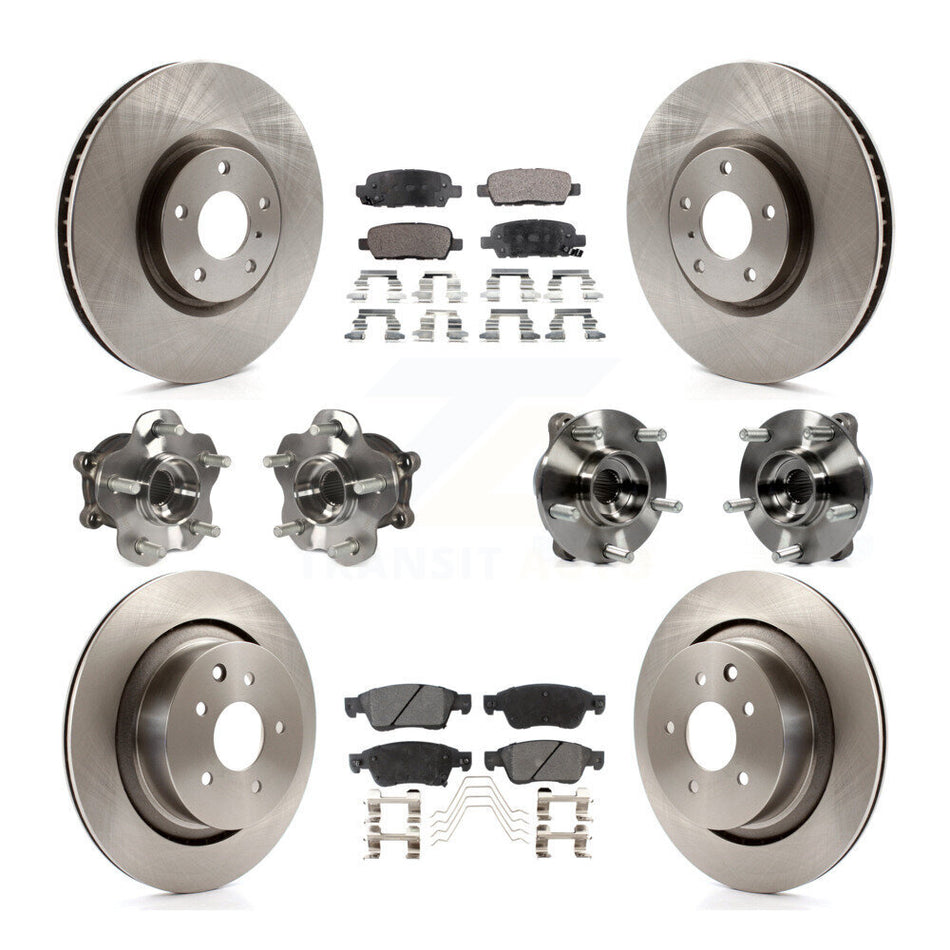 Front Rear Hub Bearing Disc Brake Rotors And Ceramic Pads Kit (10Pc) For INFINITI G35 Q60 KBB-110375