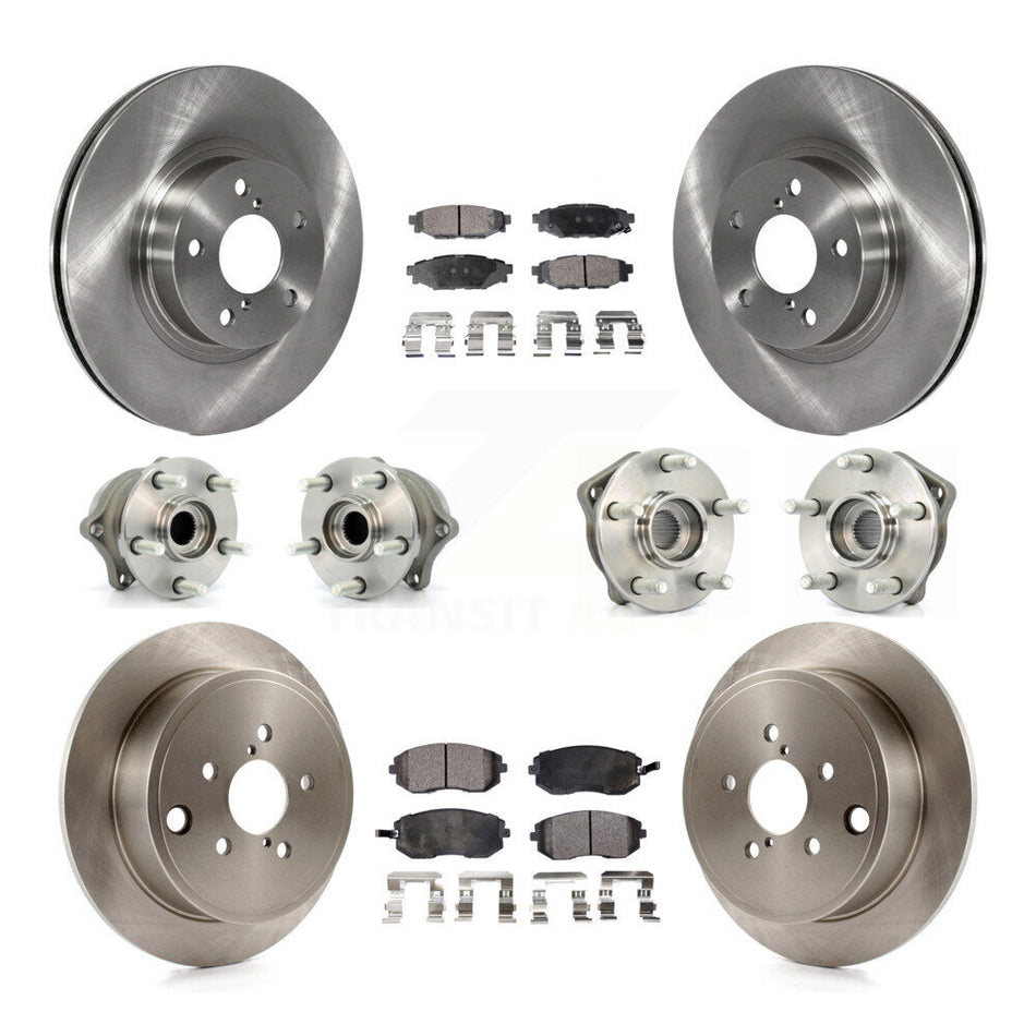 Front Rear Hub Bearings Assembly Disc Brake Rotors And Ceramic Pads Kit (10Pc) For Subaru Impreza KBB-110393