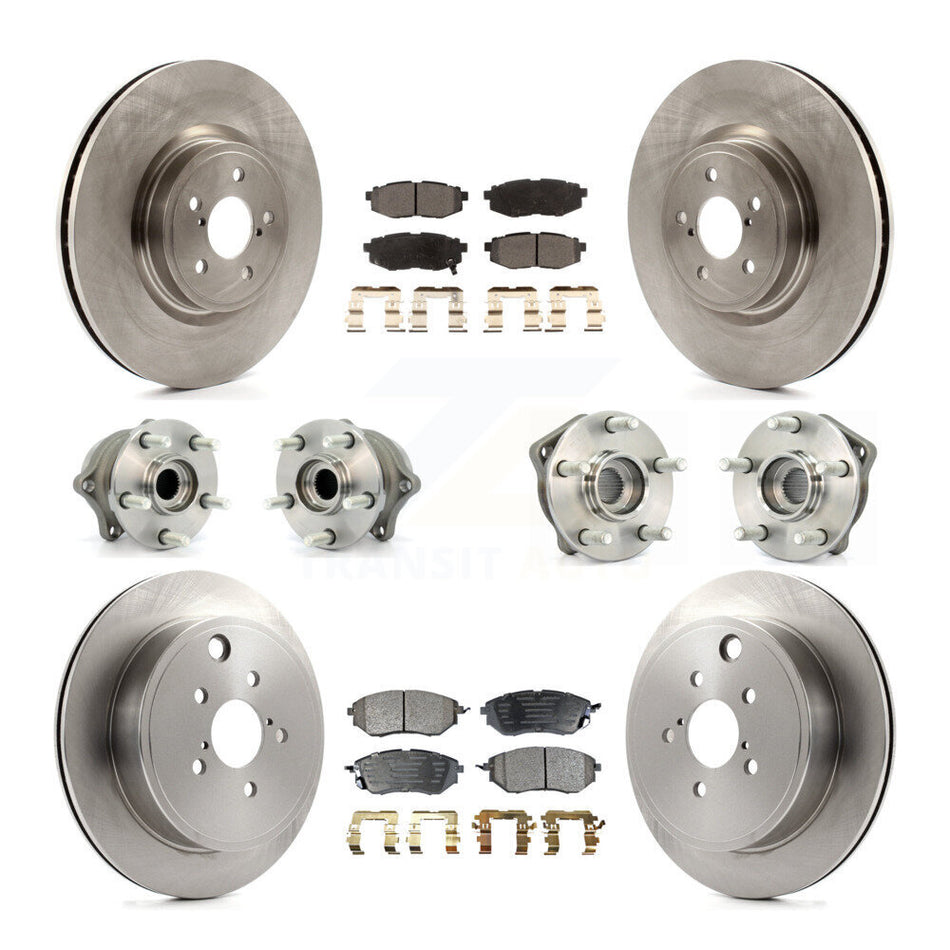Front Rear Hub Bearings Assembly Disc Brake Rotors And Ceramic Pads Kit (10Pc) For Subaru Outback Legacy KBB-110396