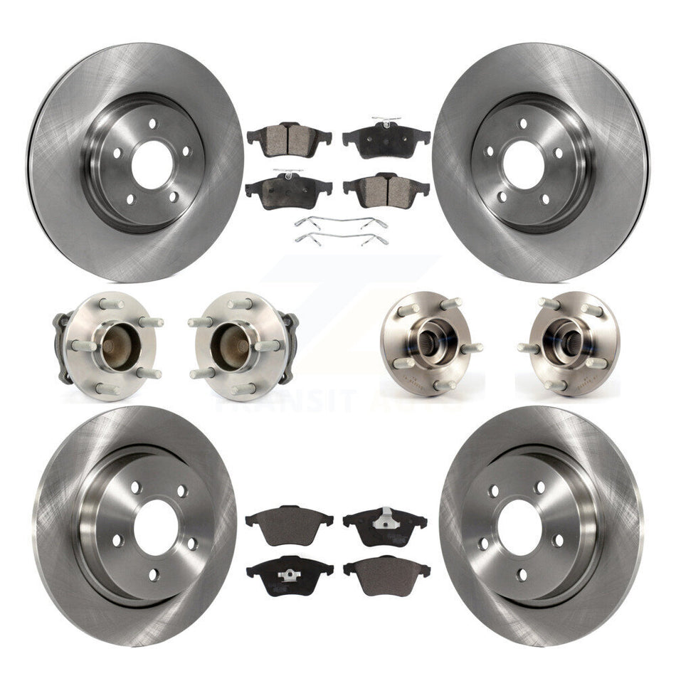 Front Rear Hub Bearings Assembly Disc Brake Rotors And Ceramic Pads Kit (10Pc) For Volvo S40 C70 V50 With 320mm Diameter Rotor KBB-110407