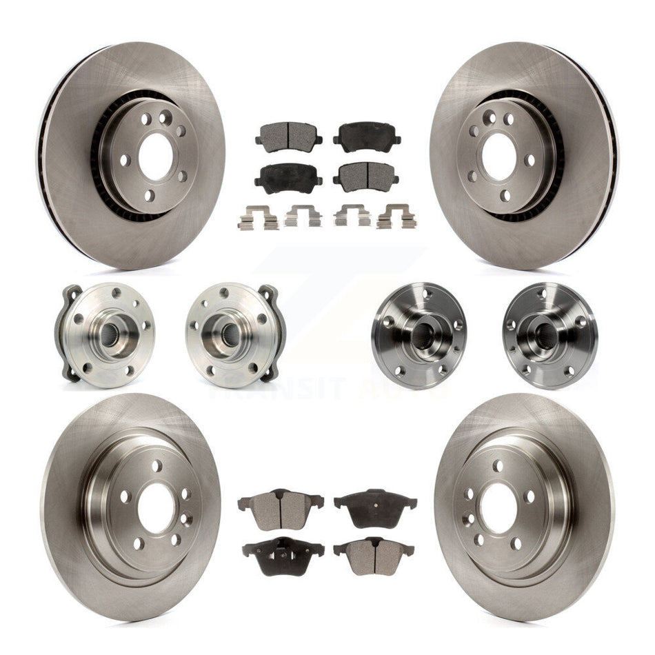 Front Rear Hub Bearings Assembly Disc Brake Rotors And Ceramic Pads Kit (10Pc) For Volvo S60 V60 Cross Country KBB-110411