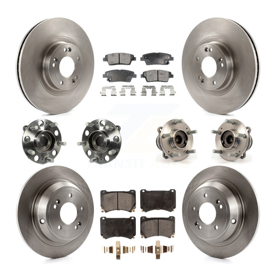 Front Rear Hub Bearings Assembly Disc Brake Rotors And Ceramic Pads Kit (10Pc) For Hyundai Genesis KBB-110417