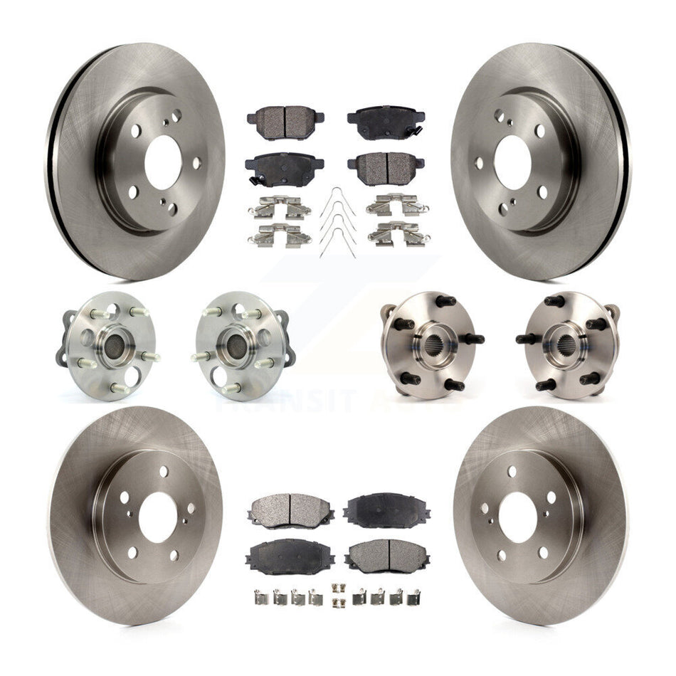 Front Rear Hub Bearings Assembly Disc Brake Rotors And Ceramic Pads Kit (10Pc) For 2008-2015 Scion xB KBB-110420