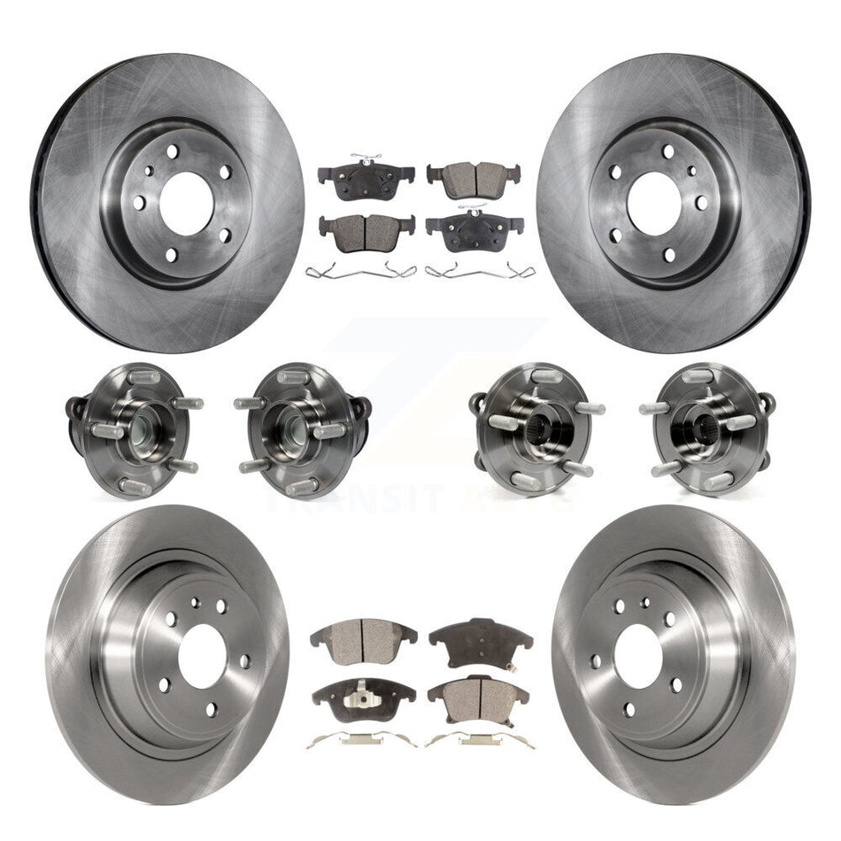 Front Rear Hub Bearings Disc Brake Rotors And Pads Kit (10Pc) For Ford Fusion Lincoln MKZ KBB-110429