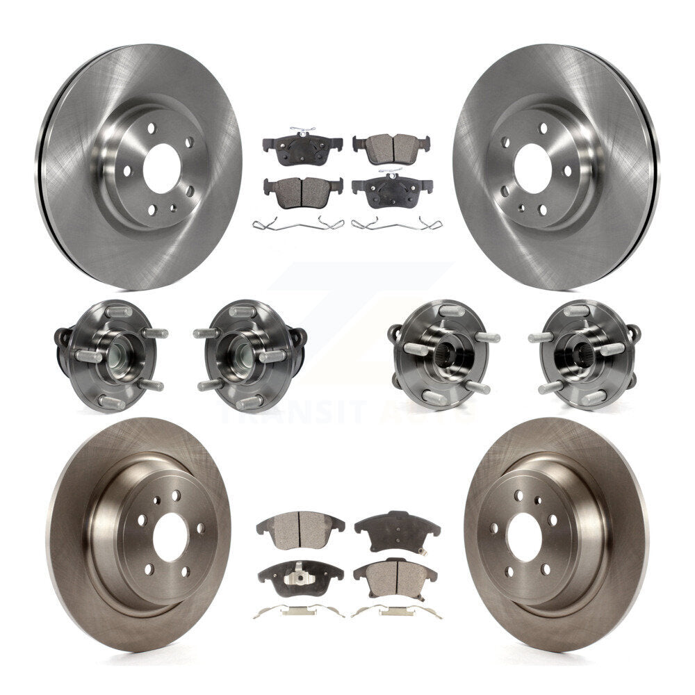 Front Rear Hub Bearings Disc Brake Rotors And Pads Kit (10Pc) For Ford Fusion Lincoln MKZ KBB-110430