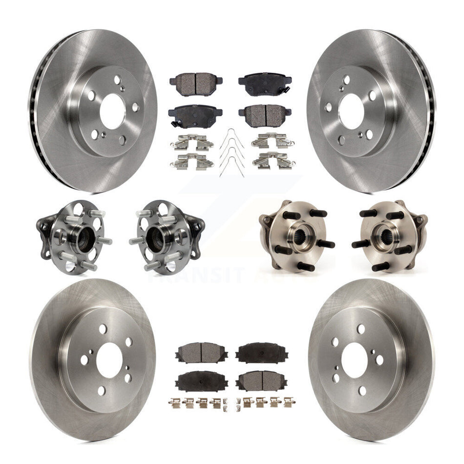 Front Rear Hub Bearings Assembly Disc Brake Rotors And Ceramic Pads Kit (10Pc) For Toyota Prius Plug-In KBB-110431