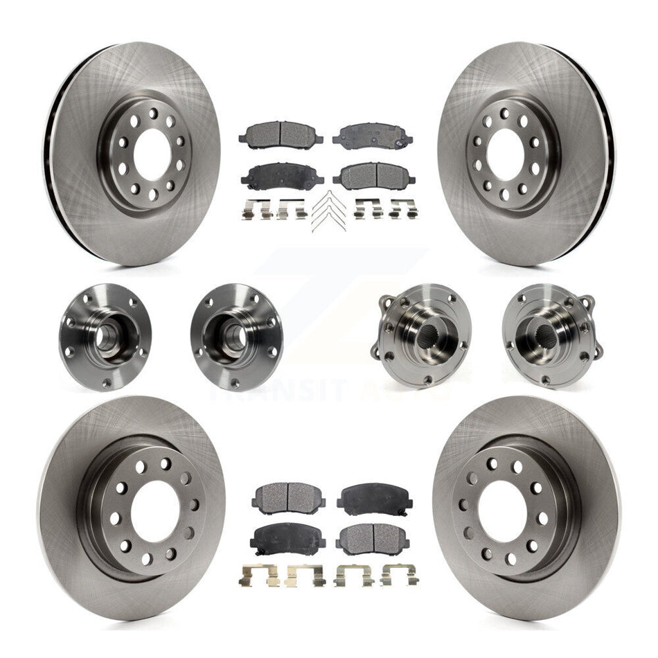 Front Rear Hub Bearings Assembly Disc Brake Rotors And Ceramic Pads Kit (10Pc) For 2013-2016 Dodge Dart KBB-110433