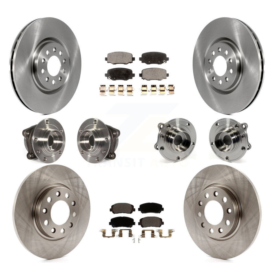 Front Rear Hub Bearings Assembly Disc Brake Rotors And Ceramic Pads Kit (10Pc) For 2015-2017 Chrysler 200 AWD With 330mm Diameter Rotor KBB-110435