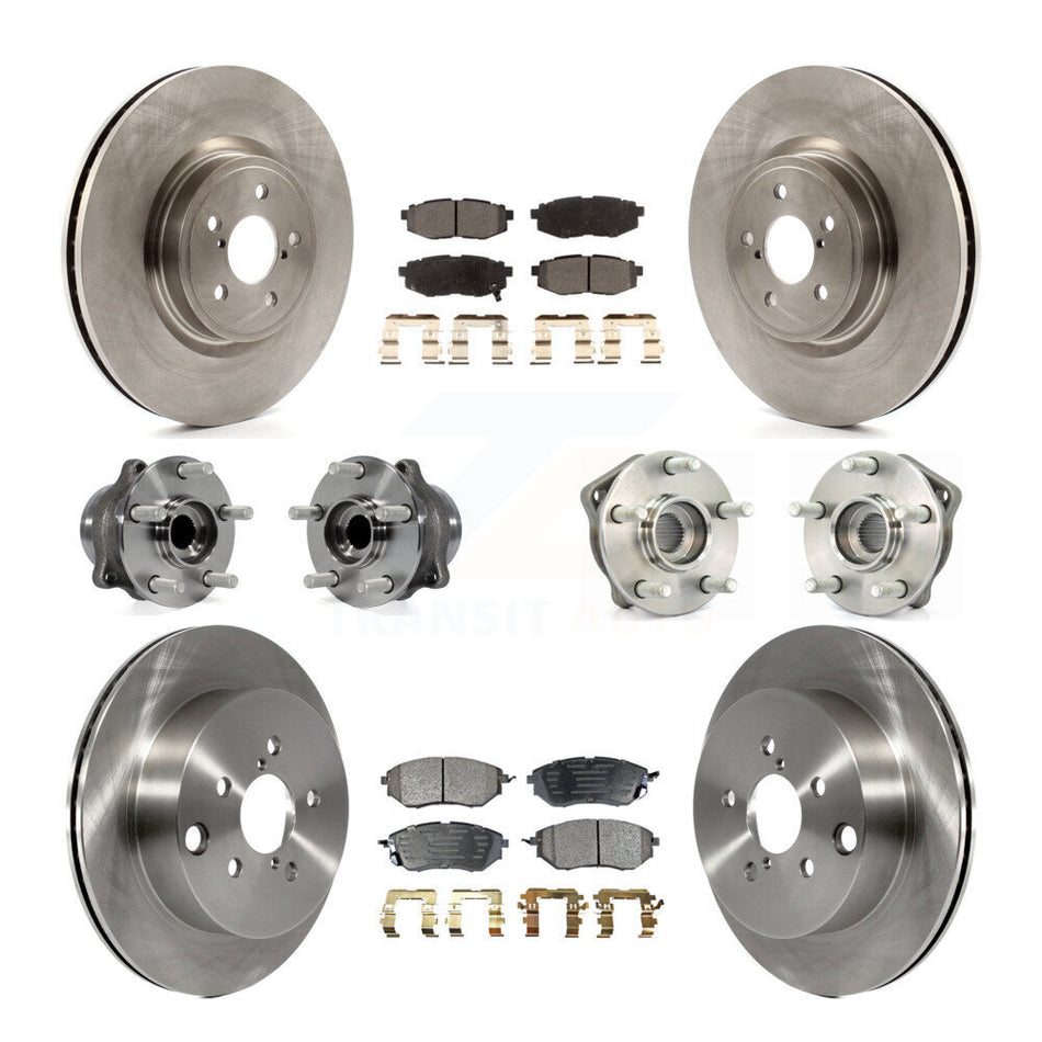 Front Rear Hub Bearings Assembly Disc Brake Rotors And Ceramic Pads Kit (10Pc) For 2014 Subaru Forester 2.0L To 01 14 KBB-110438