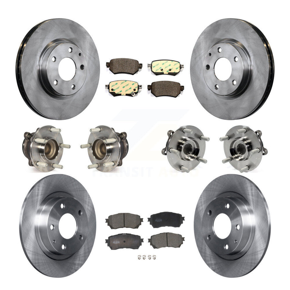 Front Rear Hub Bearings Assembly Disc Brake Rotors And Ceramic Pads Kit (10Pc) For 2016-2018 Mazda 6 KBB-110441