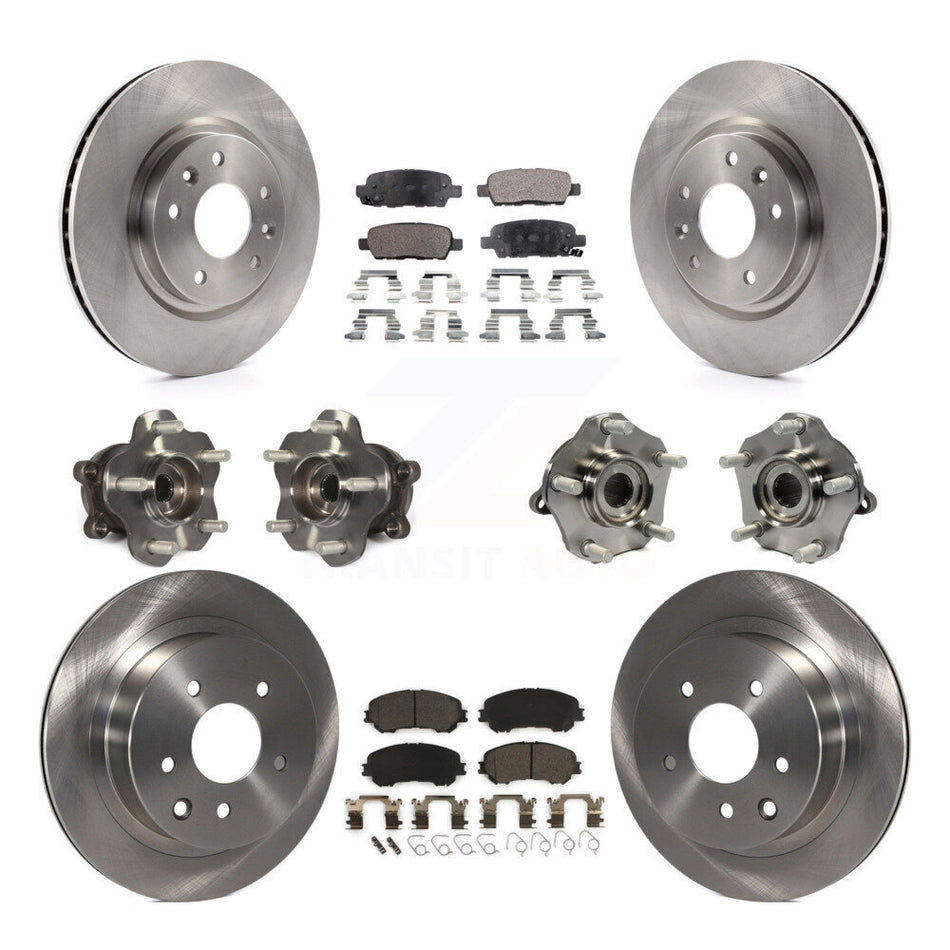 Front Rear Hub Bearings Assembly Disc Brake Rotors And Ceramic Pads Kit (10Pc) For Nissan Rogue Sport Qashqai KBB-110451