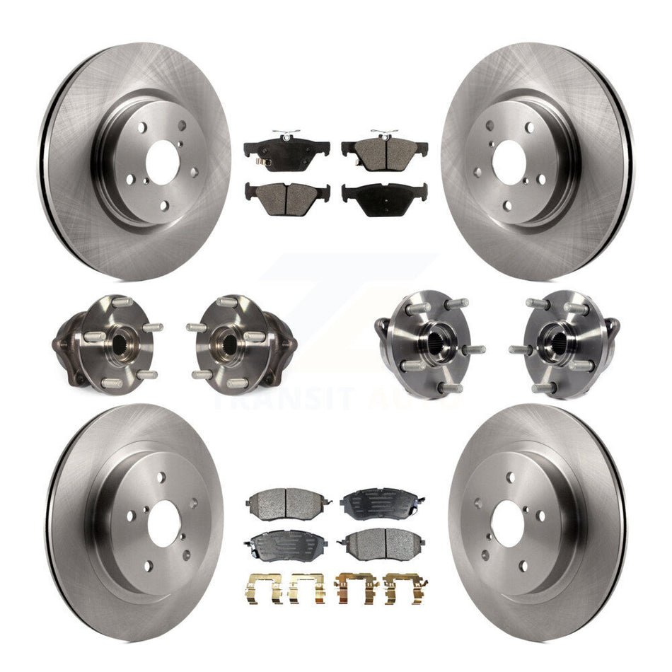 Front Rear Hub Bearings Assembly Disc Brake Rotors And Ceramic Pads Kit (10Pc) For Subaru Outback Legacy WRX KBB-110453