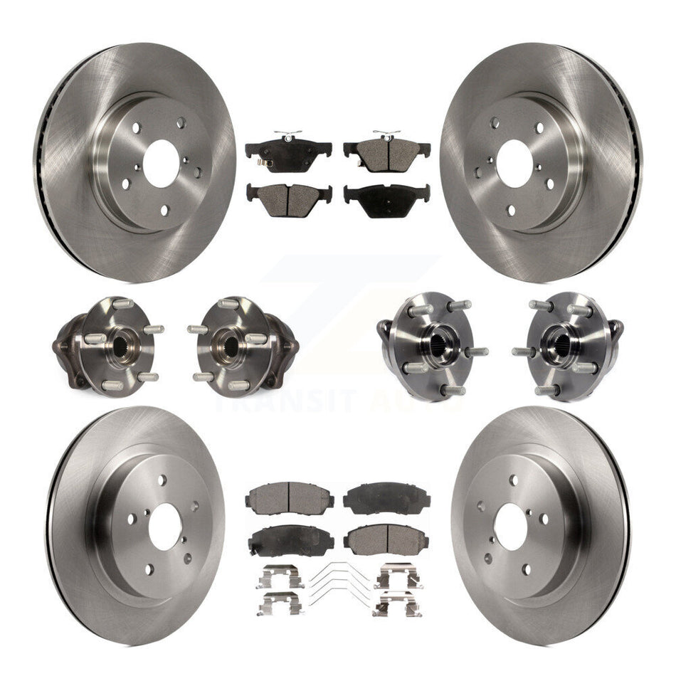Front Rear Hub Bearings Assembly Disc Brake Rotors And Ceramic Pads Kit (10Pc) For 2016-2019 Subaru Legacy 2.5L KBB-110455