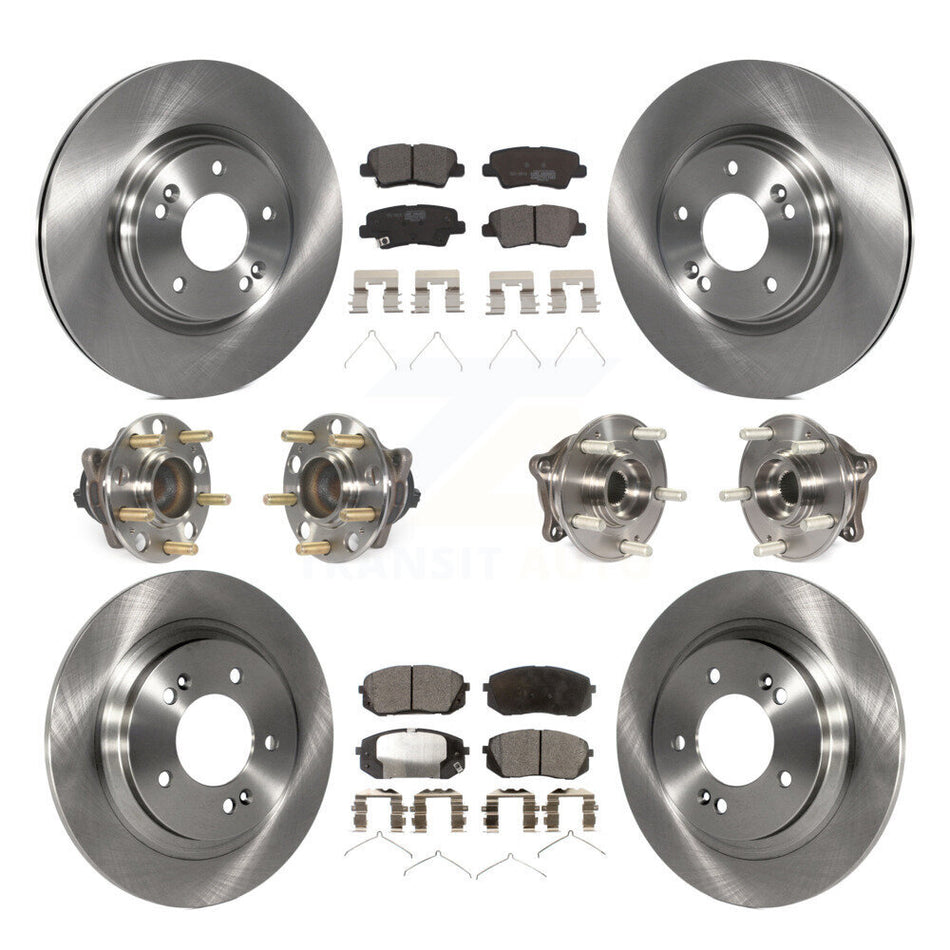 Front Rear Hub Bearings Assembly Disc Brake Rotors And Ceramic Pads Kit (10Pc) For Kia Optima With Electric Parking KBB-110472
