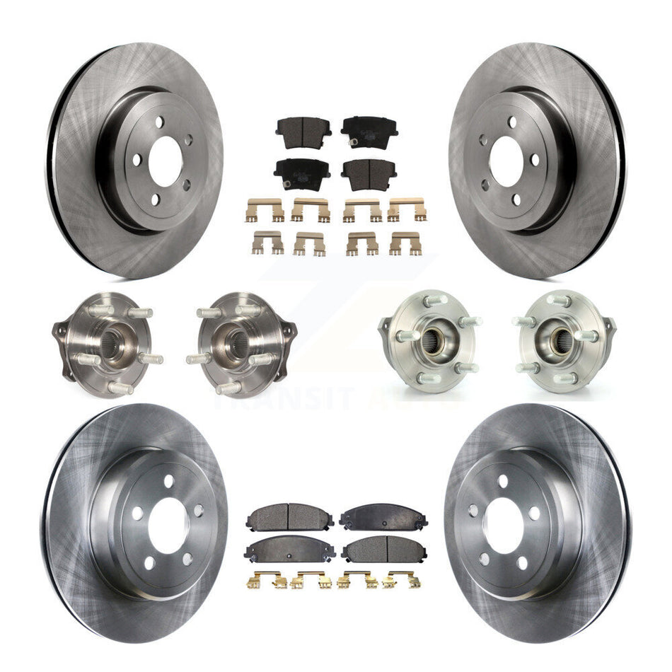 Front Rear Hub Bearings Assembly Disc Brake Rotors And Ceramic Pads Kit (10Pc) For Dodge Charger Chrysler 300 Challenger KBB-110475