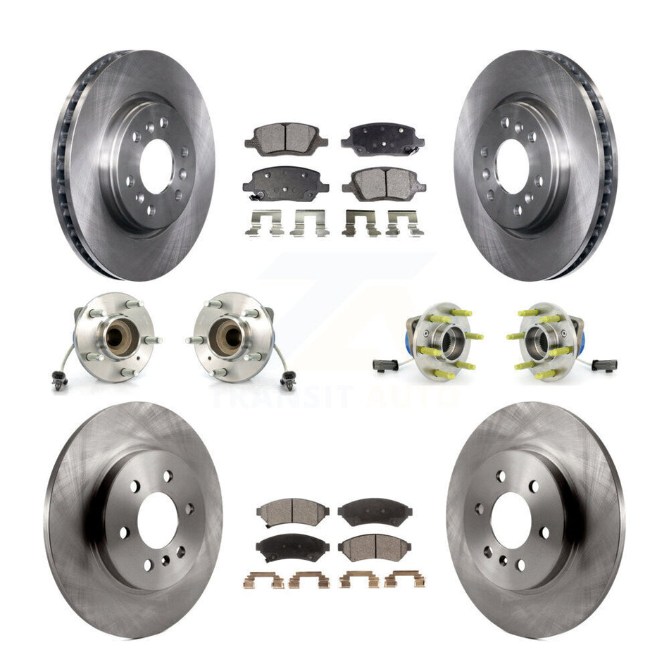 Front Rear Hub Bearings Assembly Disc Brake Rotors And Ceramic Pads Kit (10Pc) For 2007 Saturn Relay 3 Hole Flange or Triangular KBB-110486