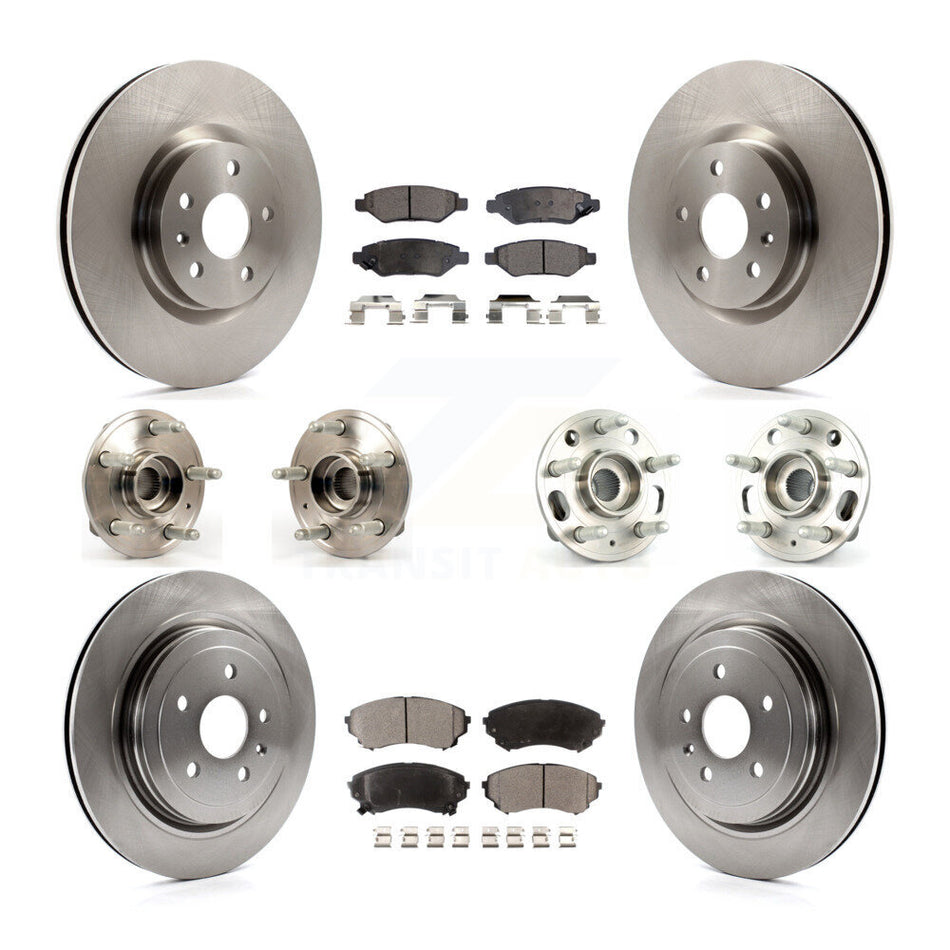 Front Rear Hub Bearings Assembly Disc Brake Rotors And Ceramic Pads Kit (10Pc) For Cadillac CTS With Heavy Duty Brakes KBB-110488