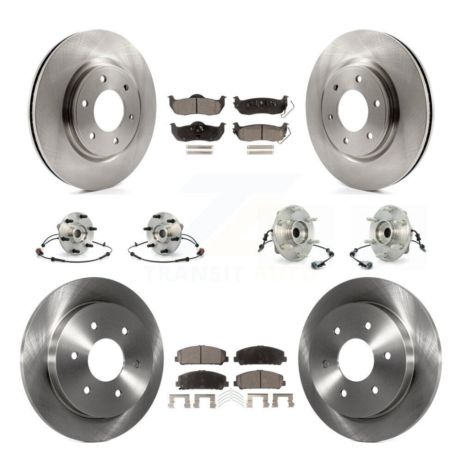 Front Rear Hub Bearings Assembly Disc Brake Rotors And Ceramic Pads Kit (10Pc) For 2007 INFINITI QX56 From 04 07 KBB-110502