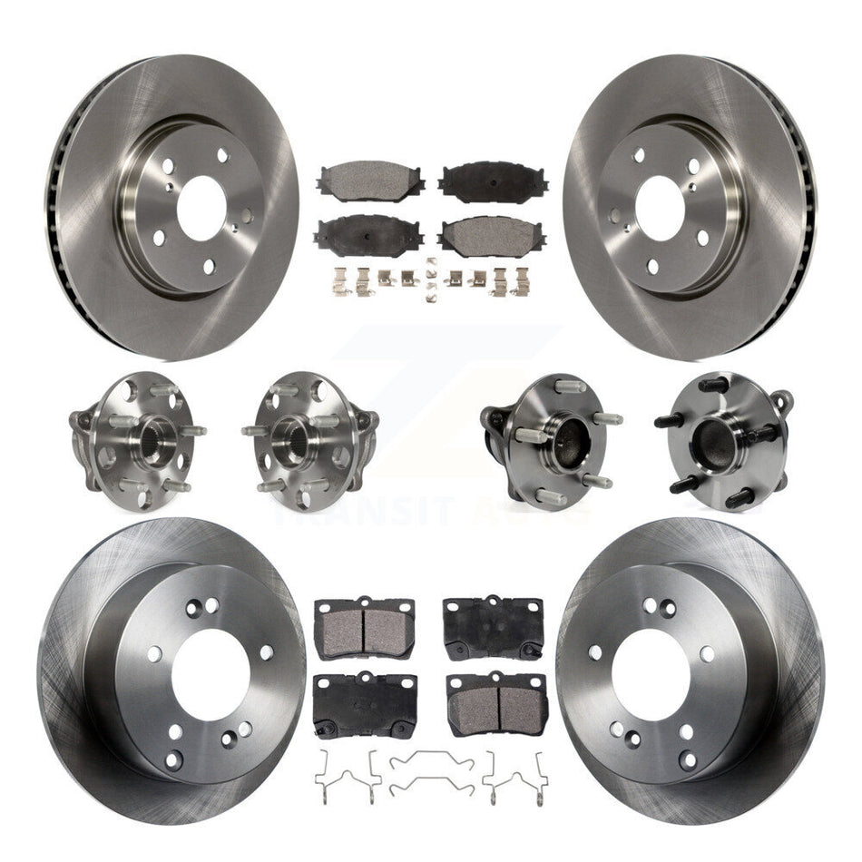 Front Rear Hub Bearings Assembly Disc Brake Rotors And Ceramic Pads Kit (10Pc) For Lexus IS250 KBB-110513