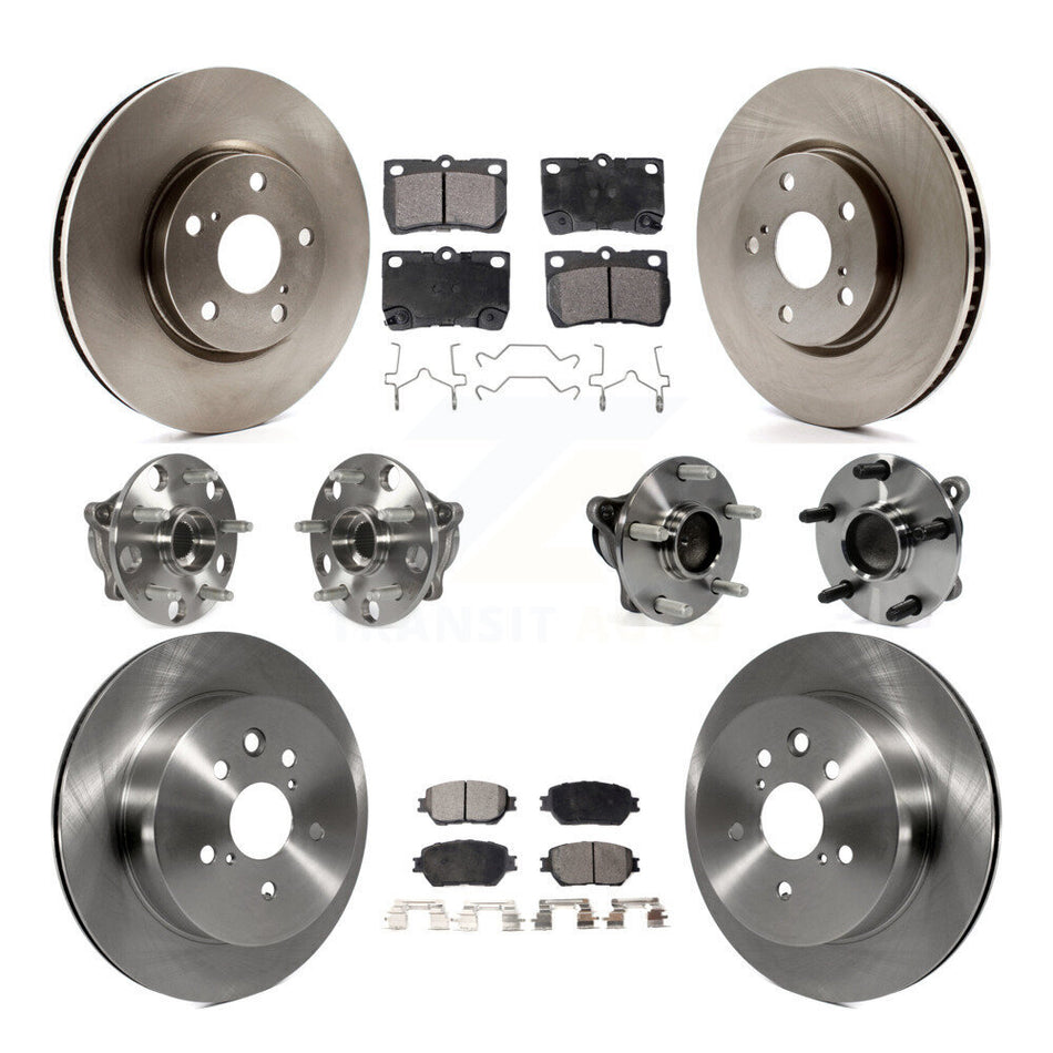 Front Rear Hub Bearings Assembly Disc Brake Rotors And Ceramic Pads Kit (10Pc) For Lexus IS250 GS300 KBB-110515