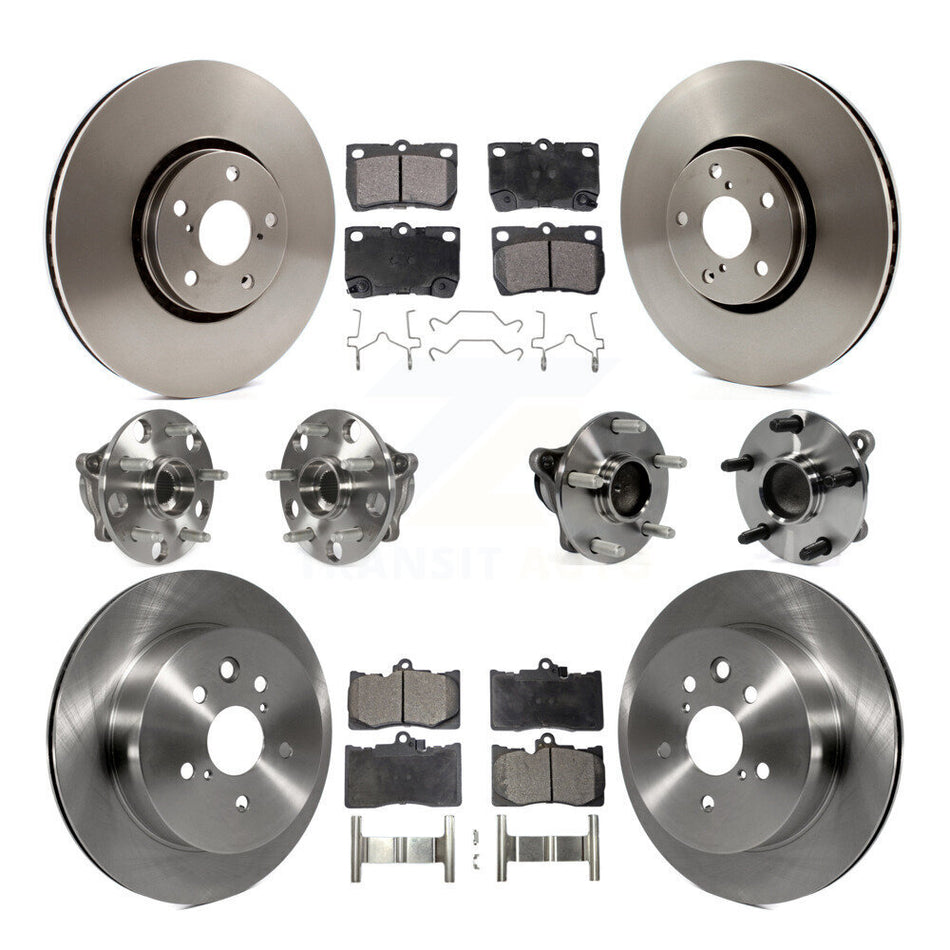 Front Rear Hub Bearings Assembly Disc Brake Rotors And Ceramic Pads Kit (10Pc) For Lexus IS350 GS350 GS430 GS450h GS460 KBB-110518