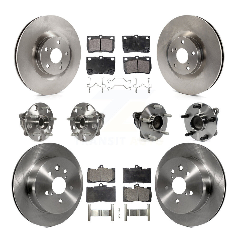 Front Rear Hub Bearings Assembly Disc Brake Rotors And Ceramic Pads Kit (10Pc) For Lexus IS350 GS350 GS450h GS460 KBB-110521