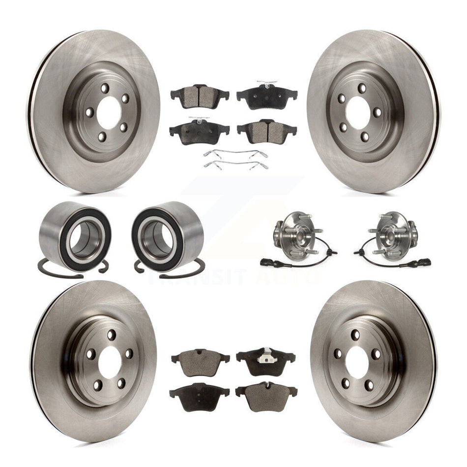 Front Rear Wheel Hub Bearings Assembly Disc Brake Rotors And Ceramic Pads Shoes Kit (10Pc) For Jaguar XF XJ XK KBB-110537