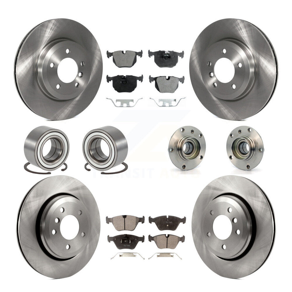 Front Rear Wheel Hub Bearings Assembly Disc Brake Rotors And Ceramic Pads Shoes Kit (10Pc) For 2001-2005 BMW 330Ci 330i KBB-110538