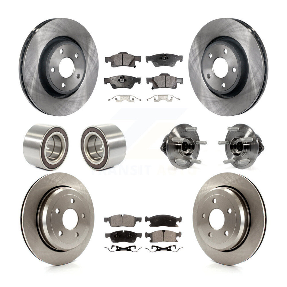 Front Rear Wheel Hub Bearings Assembly Disc Brake Rotors And Ceramic Pads Shoes Kit (10Pc) For Dodge Durango Jeep Grand Cherokee KBB-110546
