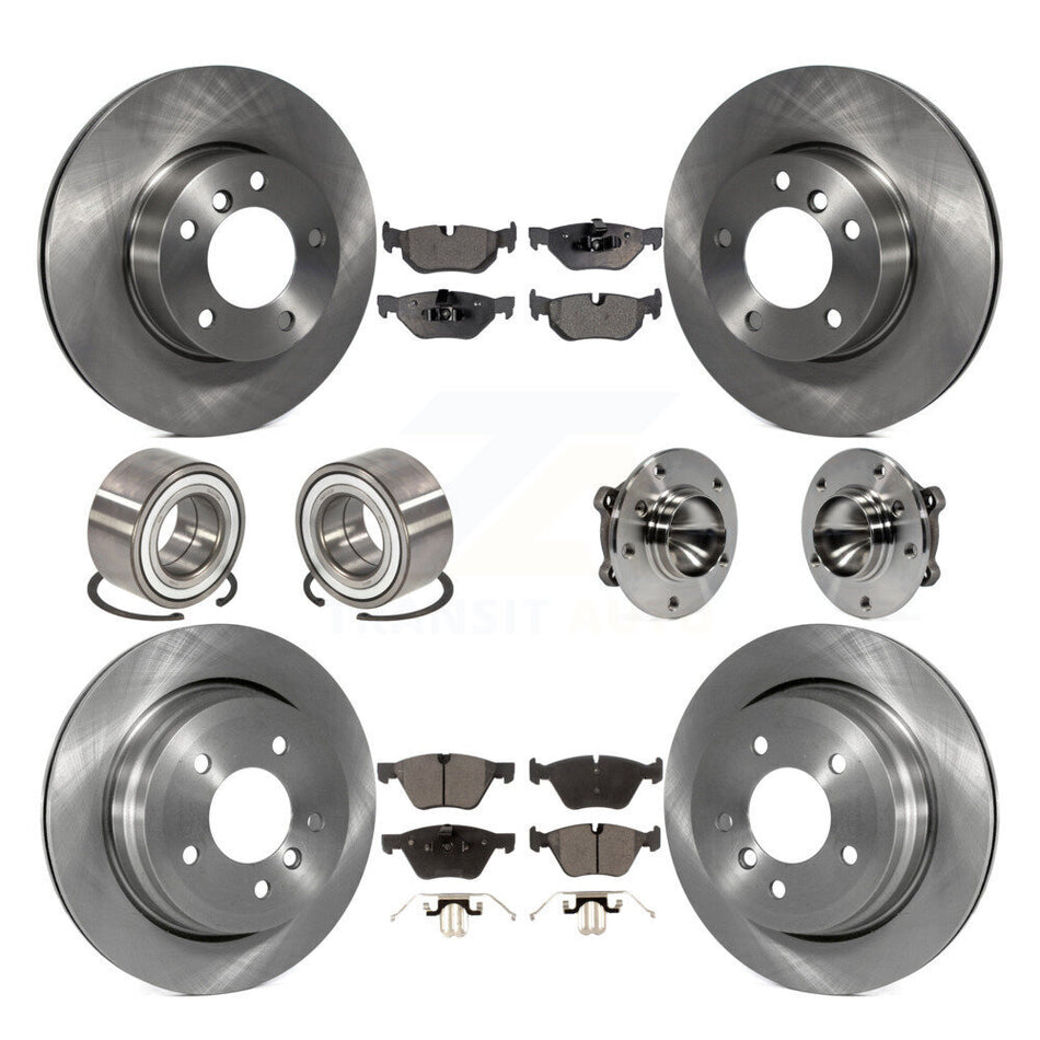Front Rear Wheel Hub Bearings Assembly Disc Brake Rotors And Ceramic Pads Shoes Kit (10Pc) For BMW 328i Wagon KBB-110550