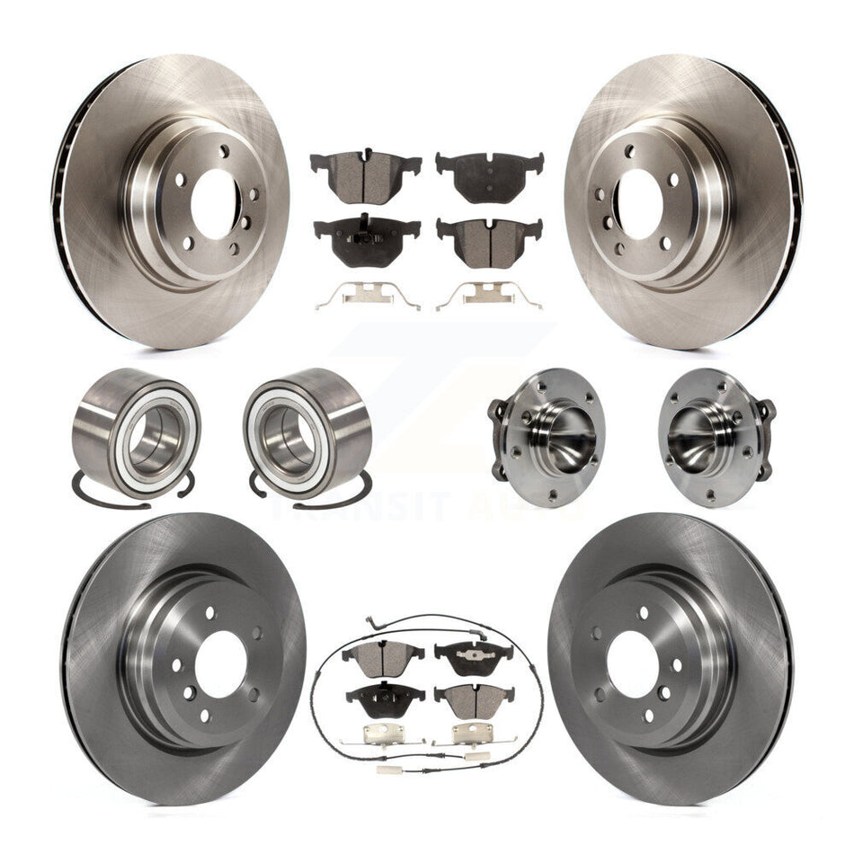 Front Rear Wheel Hub Bearings Assembly Disc Brake Rotors And Ceramic Pads Shoes Kit (10Pc) For BMW 335i 335d 335is KBB-110551