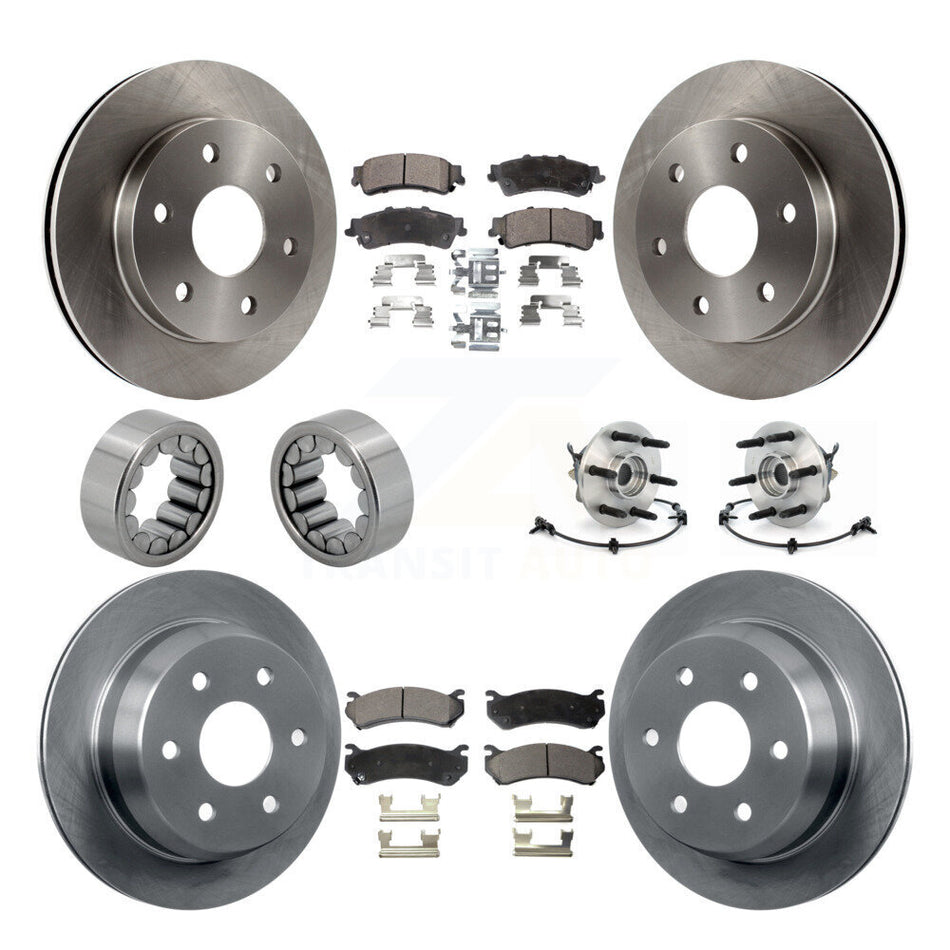 Front Rear Hub Bearing Brake Rotor & Pad Shoe Kit (10Pc) For Chevrolet Silverado 1500 GMC KBB-110566