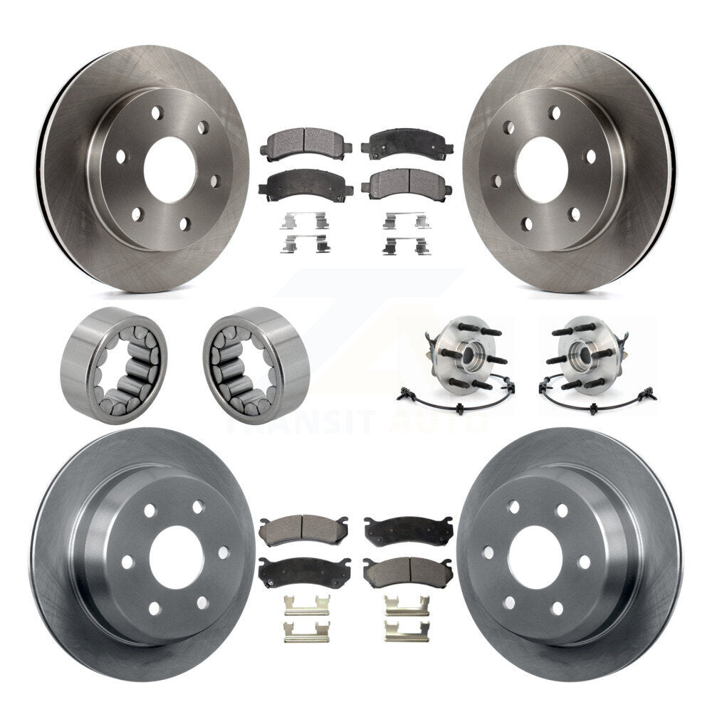 Front Rear Hub Bearing Brake Rotor & Pad Shoe Kit (10Pc) For Chevrolet Avalanche 1500 4WD KBB-110568