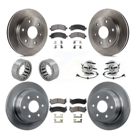 Front Rear Hub Bearing Brake Rotor & Pad Shoe Kit (10Pc) For Chevrolet Avalanche 1500 4WD KBB-110568