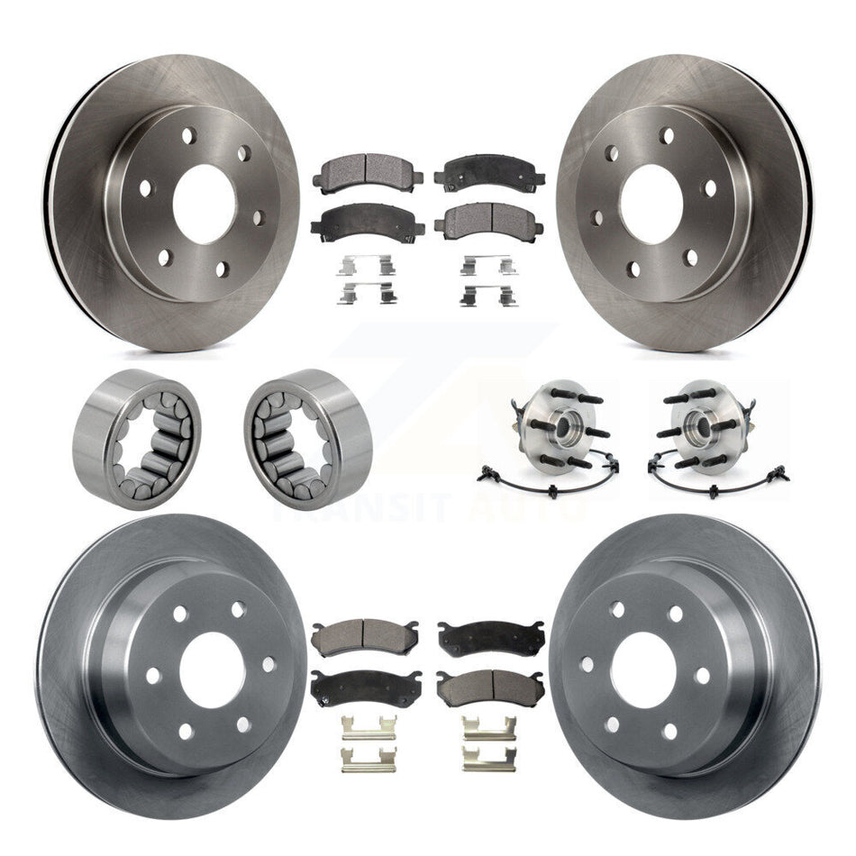 Front Rear Hub Bearing Brake Rotor & Pad Shoe Kit (10Pc) For Chevrolet Avalanche 1500 4WD KBB-110568