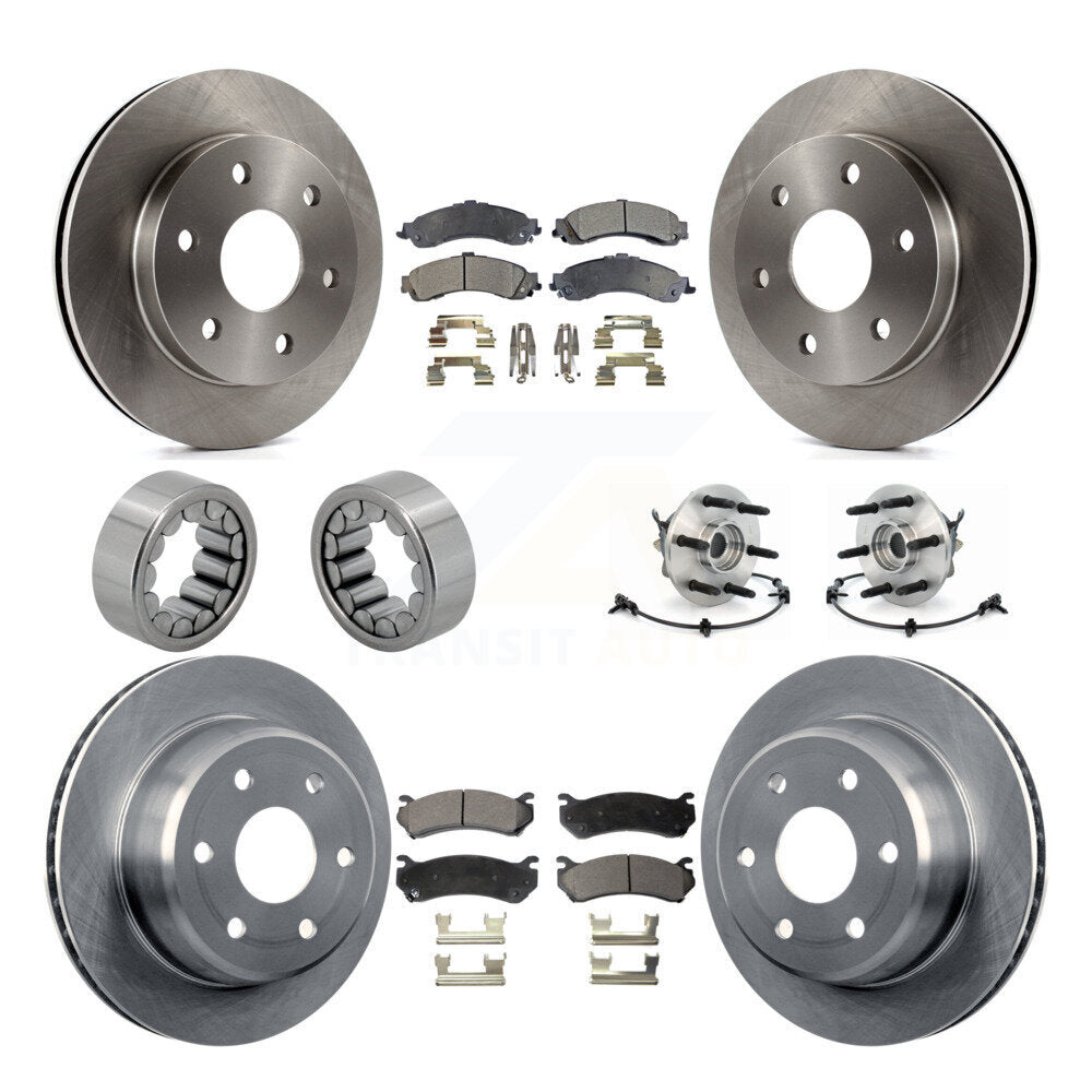 Front Rear Hub Bearing Brake Rotor & Pad Shoe Kit (10Pc) For Chevrolet Avalanche 1500 GMC KBB-110569