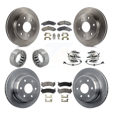 Front Rear Hub Bearing Brake Rotor & Pad Shoe Kit (10Pc) For Chevrolet Avalanche 1500 GMC KBB-110569