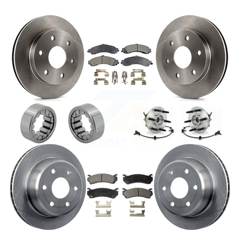 Front Rear Hub Bearing Brake Rotor & Pad Shoe Kit (10Pc) For Chevrolet Avalanche 1500 GMC KBB-110569