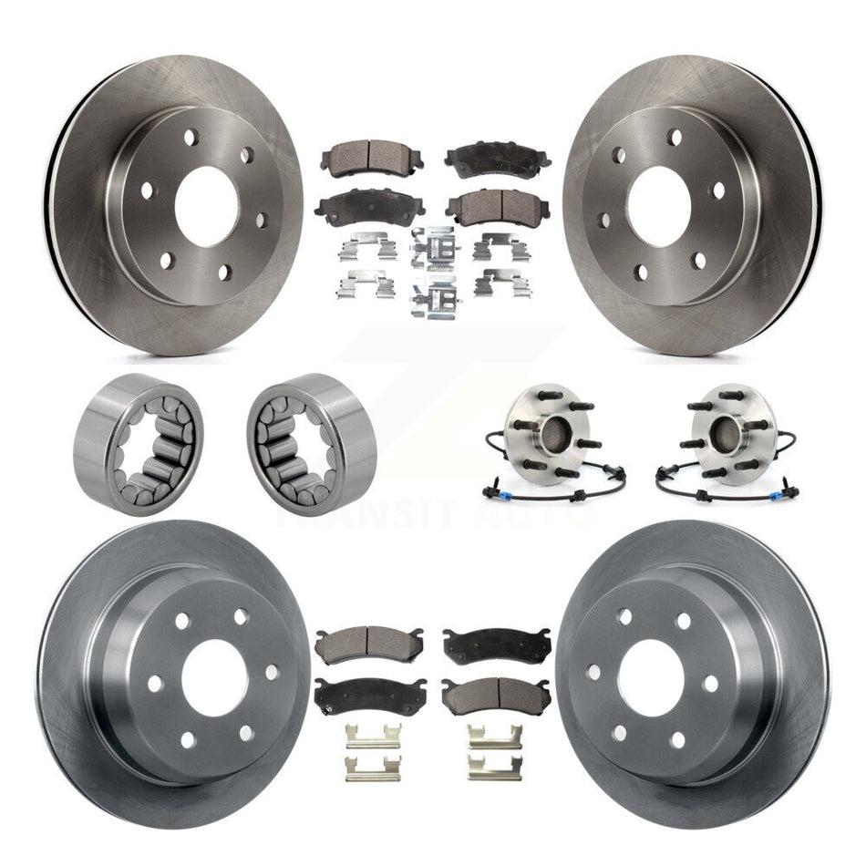 Front Rear Hub Bearing Brake Rotor & Pad Shoe Kit (10Pc) For Chevrolet Silverado 1500 GMC KBB-110573