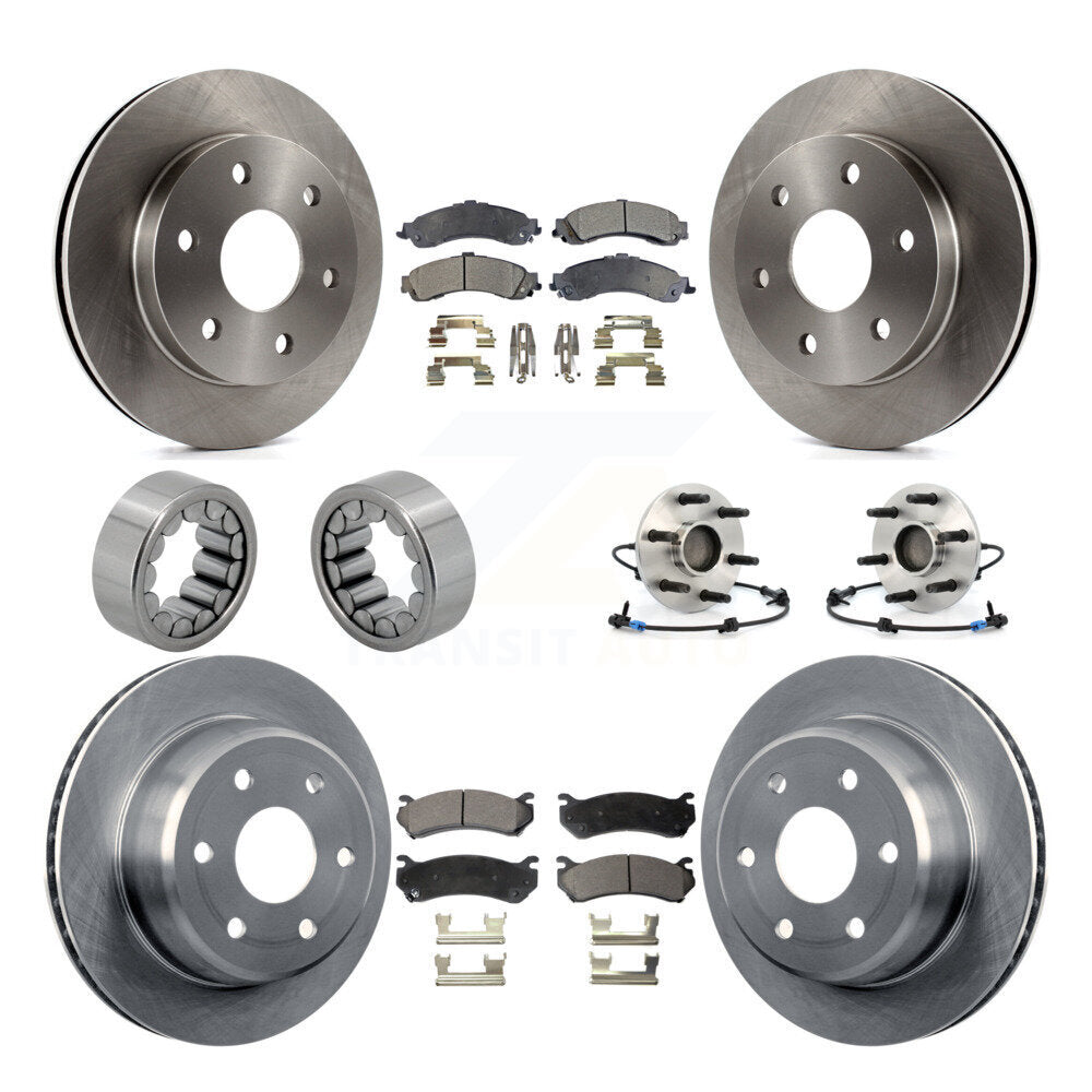 Front Rear Hub Bearing Brake Rotor & Pad Shoe Kit (10Pc) For Chevrolet Avalanche 1500 RWD KBB-110576