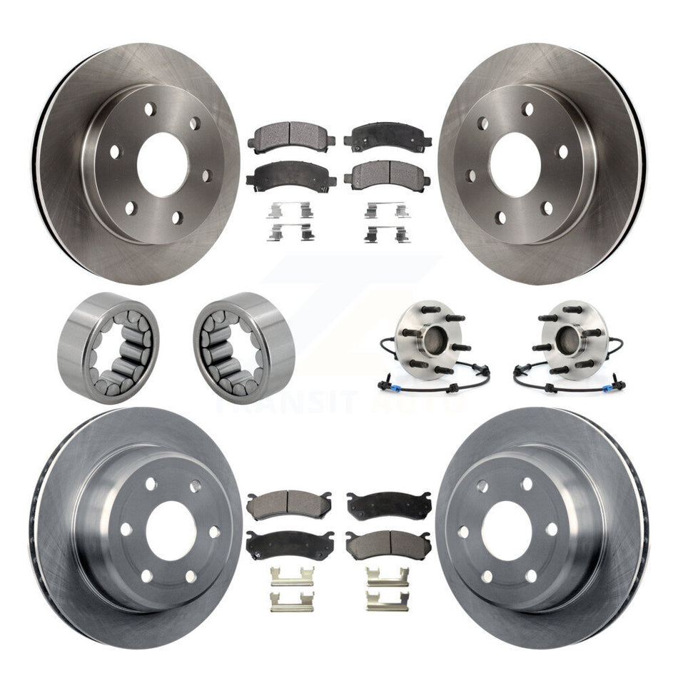 Front Rear Hub Bearing Brake Rotor & Pad Shoe Kit (10Pc) For Chevrolet Avalanche 1500 GMC KBB-110577