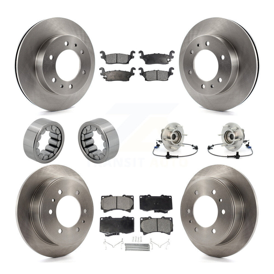 Front Rear Hub Bearing Disc Brake Rotors And Pads Shoe Kit (10Pc) For 2006-2008 Hummer H3 KBB-110579