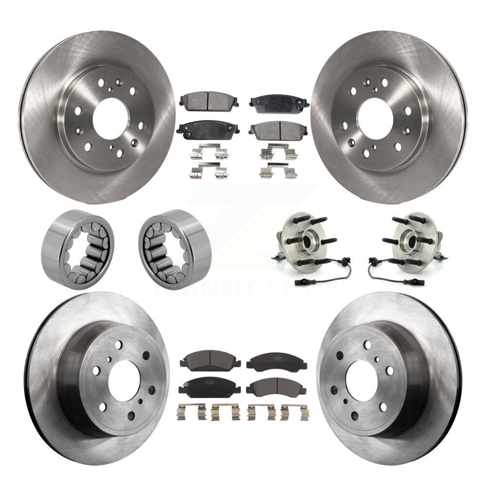 Front Rear Hub Bearing Brake Rotor & Pad Shoe Kit (10Pc) For Chevrolet GMC Sierra 1500 XL KBB-110583